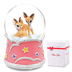Deer Music Box Women Gift - Aniaml Snow Globe Birthday Christmas Valentine Day for Wife Mom Girlfriend Daughter Music Box with Light Play Castle in The Sky