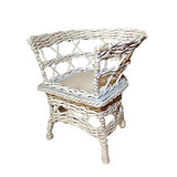 Wicker Chair for Doll, White Miniature Dollhouse Furniture Elegant Handmade 1:6