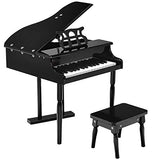 Goplus Classical Kids Piano, 30 Keys Wood Toy Grand Piano w/ Bench, Mini Musical Toy for Child (Black)