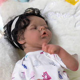 Anano Black Baby Reborn 18 Inch Sleeping Dolls Cloth Body Weighted Newborn Dolls Sfrican American Native Reborn Baby Dolls with Eyes Close