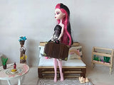 Miniature suitcase, dollhouse leather trunk 1/6 scale. Brown color BJD doll travel bag