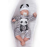 Nicery Reborn Baby Doll Soft Simulation Silicone Vinyl Cloth Body 20inch 50cm Magnetic Mouth Lifelike Vivid Boy Girl Toy for Ages 3+ Black and White Stripes Clothes RD50C501C-OTD