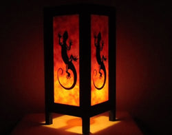 Thai Vintage Handmade Asian Oriental Orange Black Desert lizards Bedside Table Light or Floor