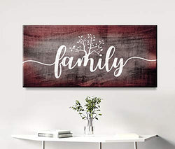 Sense Of Art|Family Word Sign|Family Wall Decor for Living Room|Farmhouse Decor|Hanging Decor|Country Wall Decor | Wall Art Large|Ready to Hang Wall Art (Wine Red, 42x19)…