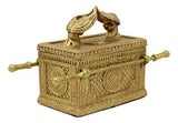 Ebros Matte Gold Holy Ark Of The Covenant With Ten Commandments Rod of Aaron and Manna Religious Decorative Figurine Trinket Box Collectible Judaic Israel Historic Model Replica (1:10 Scale 5.25"Long)