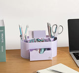 Acrylic Desk Organizer for Office Supplies and Desk Accessories Pen Holder Office Organization Desktop Organizer for Room College Dorm Home School, Light Purple (White Lavender)