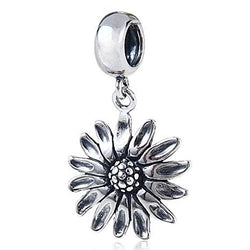 Sunflower Charm 925 Sterling Silver Flower Pendant Dangle Bead for Bracelet