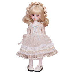 Fbestxie 26Cm BJD/SD Doll 1/6 10.2Inch Toys Jointed Body Cosplay Fashion Dolls Makeup Elegant Dress Shoes Wig