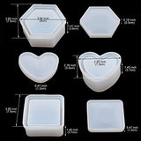 Box Resin Molds, Jewelry Box Molds with Heart Shape Silicone Resin Mold, Hexagon Storage Box Mold and Square Epoxy Molds for Making Resin Molds