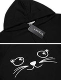 Beyove Women Cute Black Sweatshirt Long Sleeve Pullover Hoodies Tops for Girls Teens (Black_Cat Face,XL)