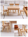 Z MAYABBO Wooden Dollhouse Furniture of Table & Chair, Miniature Dollhouse Accessories of Dining Room Accessory - 1/12 Scale
