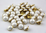 RayLineDo 25Pcs Pearl White Half Resin Dome Cap Copper Base Crafting Sewing DIY Buttons-13mm