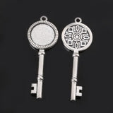 WeberMarket(TM) Silver Plated Key Pendant Setting Cabochon Cameo Base Tray Bezel Blank Jewelry