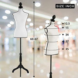 Dress Form Female Dress Model Torso Display Mannequin Body 60-67 Inch Height Adjustable Tripod Stand (White/Black)