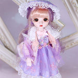 YNSW Fashion Doll, Pink Purple Cake Long Skirt with Coat Doll 1/6 SD Doll 30Cm 12Inch Jointed Dolls BJD Doll Valentine's Gift Toy with Exquisite Packaging