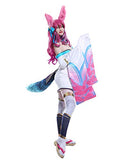 Miccostumes Women's Game Lotus Dress Cosplay Costume with Tail and Fox Ears (Multicolored, Small)