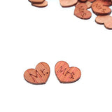 RayLineDo Pack of 100pcs 15MM Buttons Heart Shaped Retro Design Mr Mrs Wood Embellishments