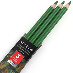 Arteza Colored Pencils, Pack of 3, A097 Parakeet Green, Soft Wax-Based Cores, Ideal for Drawing, Sketching, Shading & Coloring