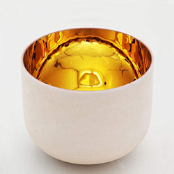 CVNC 10 Inch Alchemy Solid Pure Gold Inside D Note Navel Chakra Frosted Quartz Crystal Singing Bowl