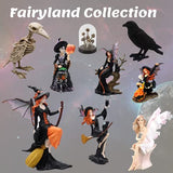 Comfy Hour Fairyland Collection 8” Dark Fairy Witch Riding On Magic Broom Figurine, Halloween Theme Gift, Home Decoration and Collectibles, Polyresin