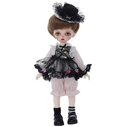 MZBZYU Cute BJD Doll 1/8 6.69 inch 17CM Body Clothes Socks Shoes Wig Included Full Set 17 Jointed Doll for 5 Year Old Girl and up Gift for Birthday Wedding,C