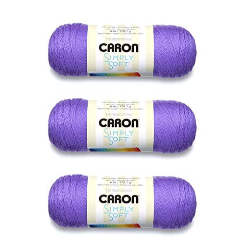 Caron Simply Soft Grape Brites Yarn - 3 Pack of 170g/6oz - Acrylic - 4 Medium (Worsted) - 315 Yards - Knitting/Crochet