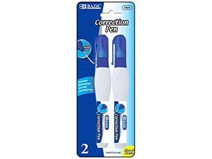 Bazic White-Out Correction Pens 9 mL/Pen 2 Pens/Pack