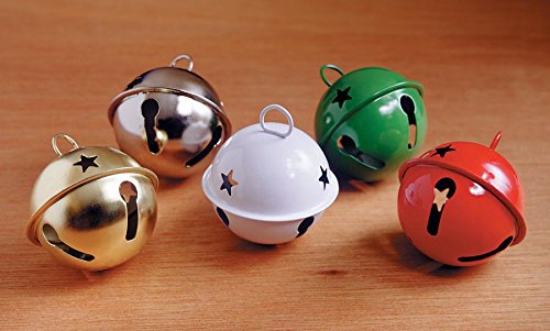 Darice Holiday Jingle Bell with Star Cutouts-Silver-80mm, 1 Pack