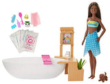 Barbie Fizzy Bath Doll and Playset, Brunette, with Tub, Fizzy Powder, Puppy and More, Gift for Kids 3 to 7 Years Old