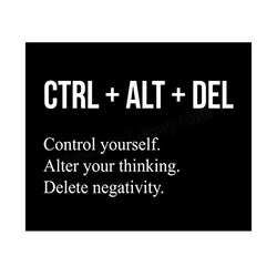 "Control Yourself-Alter Your Thinking-Delete Negativity" Motivational Wall Art -10 x 8" Typographic Print-Ready to Frame. Inspirational Home-Office-Desk-School-Gym Decor. Great Gift of Motivation!