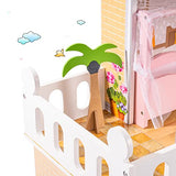 ROBOTIME Wood Dollhouse Pretend Play Doll House Toys w/Furniture, Movable Elevator, 5 Rooms, Balcony, Backyard, 13PCS, 47.44*11.81*40.94in, Gift for Toddlers Ages 3+…