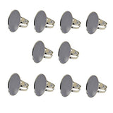 Baosity 10 Pieces Adjustable Rings Blank Base Settings Oval Cabochon Bezel Settings Tray for DIY