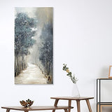 TRAIN2 Art Tree Wall Art for Living Room Hand-Painted Forest Oil Painting Wall Art on Canvas, Abstract Oil Paintings Modern Home Decor Landscape Artwork Stretched and Framed Ready to Hang 24"X48"