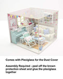1:18 Scale Cool Beans Boutique Miniature Dollhouse DIY Kit - Family Room with Blue Piano and Dust Cover (English Manual)