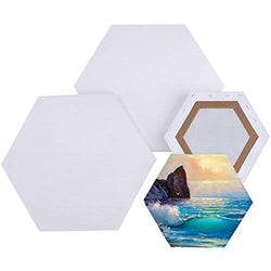 Ruisita 4 Pieces Hexagonal Canvas Professional Stretched Hexagonal Canvas Board Hexagonal Artist Blank Canvas Frame for Painting Acrylic Pouring Oil Paint, White