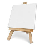 Arteza 4x4” Mini Stretched White Blank Canvas with Easel, Bulk Pack of 14, Primed, 100% Cotton