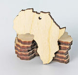 ALL SIZES BULK (12pc to 100pc) Unfinished Wood Laser Cutout AFRICA Dangle Earring Jewelry Blanks Charms Shape Crafts Made in Texas