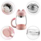 Cute Cat Tea Mugs - BZY1 420 ml / 14 oz Portable Glass Tea Cup With a Lid and Strainer - Heat