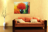 Handmade Modern Textured Red Flower Oil Painting Abstract Floral Canvas Wall Art