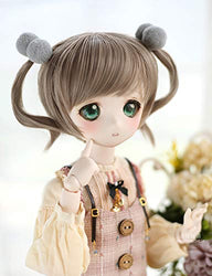 Clicked 1/3 BJD Doll Full Wig 8Inch-9Inch for 21CM-23.5Cm's Head for Uncle Male Dolls DIY Supplies, Double Ponytail Wig Doll Making DIY Accessory,Brown
