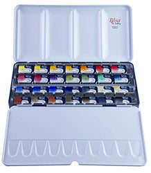 Rosa Gallery Professional Watercolor Paint, Set of 28, Full 2,5ml Pans, Made in Europe. Vibrant Colors in Metal Case, Perfect for Artists and Art Painting, Ideal for Watercolor Techniques