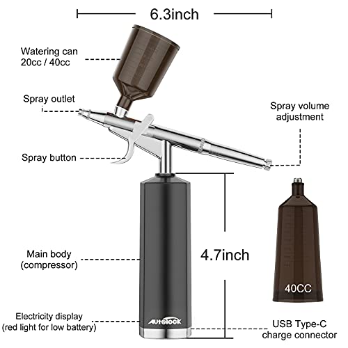 Airbrush-Kit Rechargeable Cordless Airbrush Compressor - Auto Handheld Airbrush Gun, Airbrush Set Portable Wireless Air Brush for Barber, Nail Art