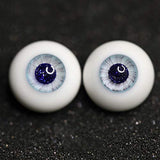 2Pcs Handmade Glass Eyeballs for BJD Dolls and Toys DIY Making Craft Supplies Petal Blue Iris and Black Pupil,12MM