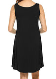 MOLERANI Women's Casual Swing Simple T-Shirt Loose Dress, Black XS