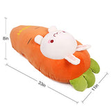 ARELUX 23.6" Bunny Plush Stuffed Animal Pillow-Cute Carrot Squishy Hugging Plushie-Gifts for Kids Girl Baby