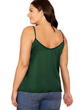 Romwe Women's Plus Size Draped Neck Casual Spaghetti Strap Satin Cami Tank Top Green 4X Plus