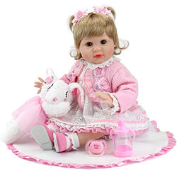 Aori Lifelike Reborn Baby Doll 22 Inch Real Looking Weighted Reborn Girl Doll with Bunny Toy Best Birthday Set for Girls Age 3