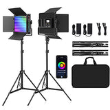 RGB LED Video Lighting Kit, SAMTIAN 2 Packs Photography Lighting with Wireless Remote/App Control, 8 Applicable Scenes, LCD Screen, Dimmable 552PCS LED Studio Lighting for Streaming/YouTube/Tiktok