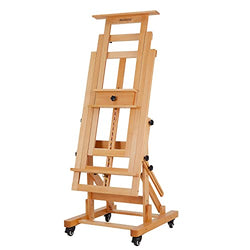 MEEDEN Deluxe Movable H-Frame Studio Easel,Multi-Function Artist Easel, Heavy Duty Art Easel,Display Easel,Extra Large and Thicken Solid Beech Wood Easel, Holds Canvas Art Up to 78.7" High