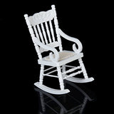 Tinksky Dollhouse Wooden Chair, 1:12 Dollhouse Miniature Wooden Rocking Chair Model (White)